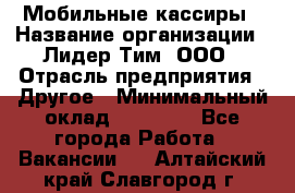 Мобильные кассиры › Название организации ­ Лидер Тим, ООО › Отрасль предприятия ­ Другое › Минимальный оклад ­ 50 000 - Все города Работа » Вакансии   . Алтайский край,Славгород г.